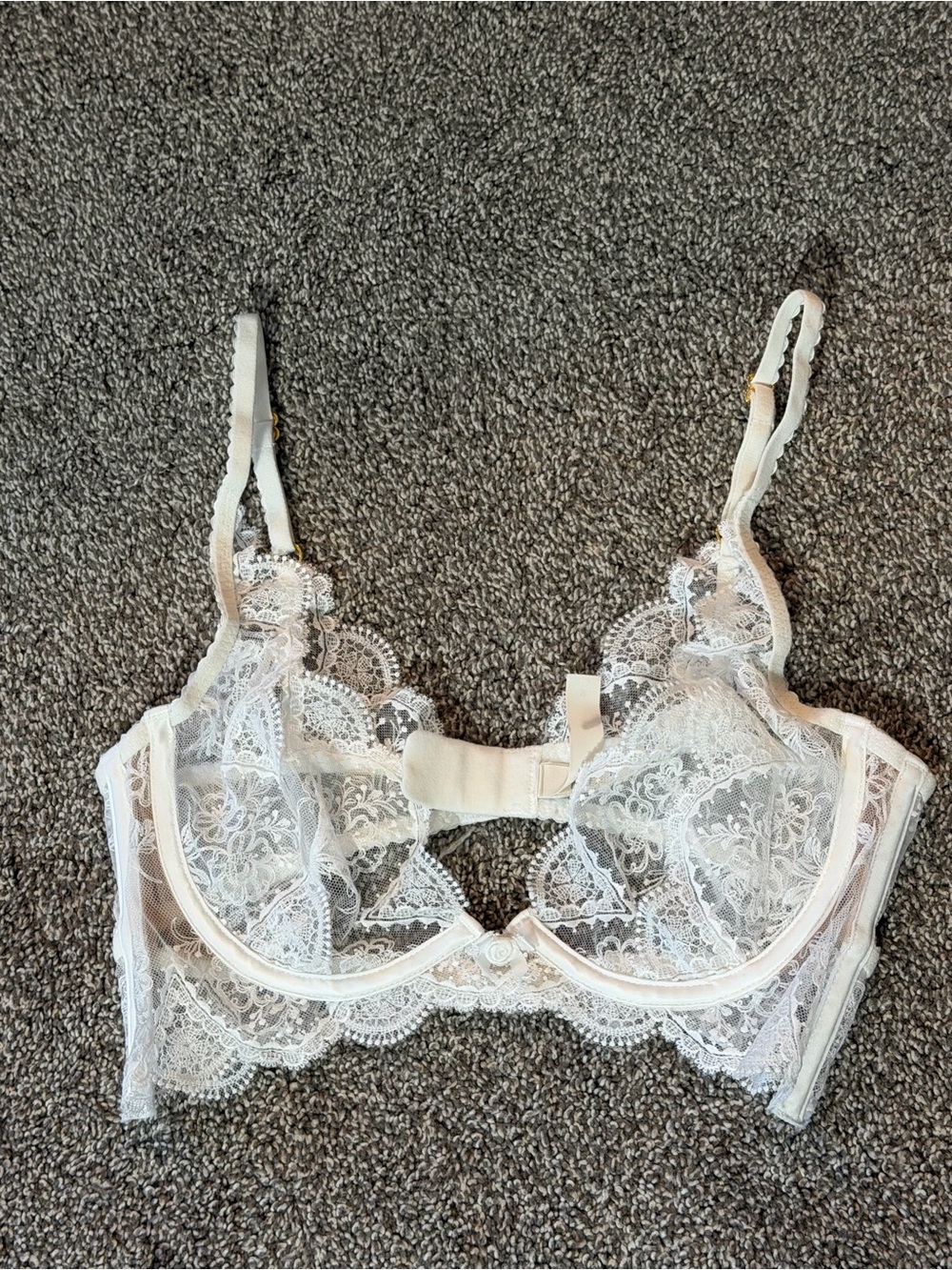 For Love & Lemons White Lace Bra Garter Thong Lingerie Set Size S - Picture 2 of 11